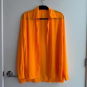 Matte Collection Sheer Button Down Shirt Orange Size M